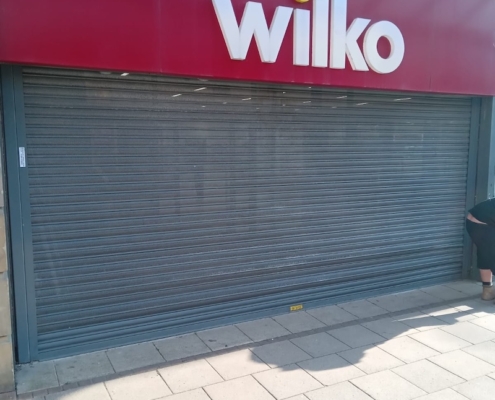 roller shutter repaired in Accrington Lancashire for Wilko by UK Doors & Shutters