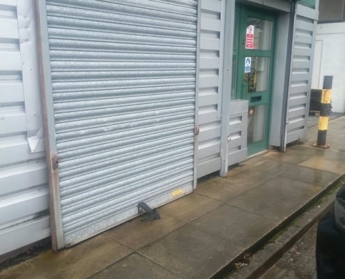 shutter repaired with 2 new lathes D&E Distribution Chorley